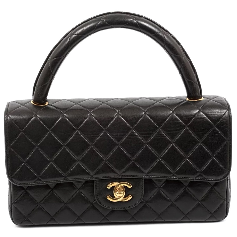 Chanel Twin Parent Kelly Black leather handbag bag